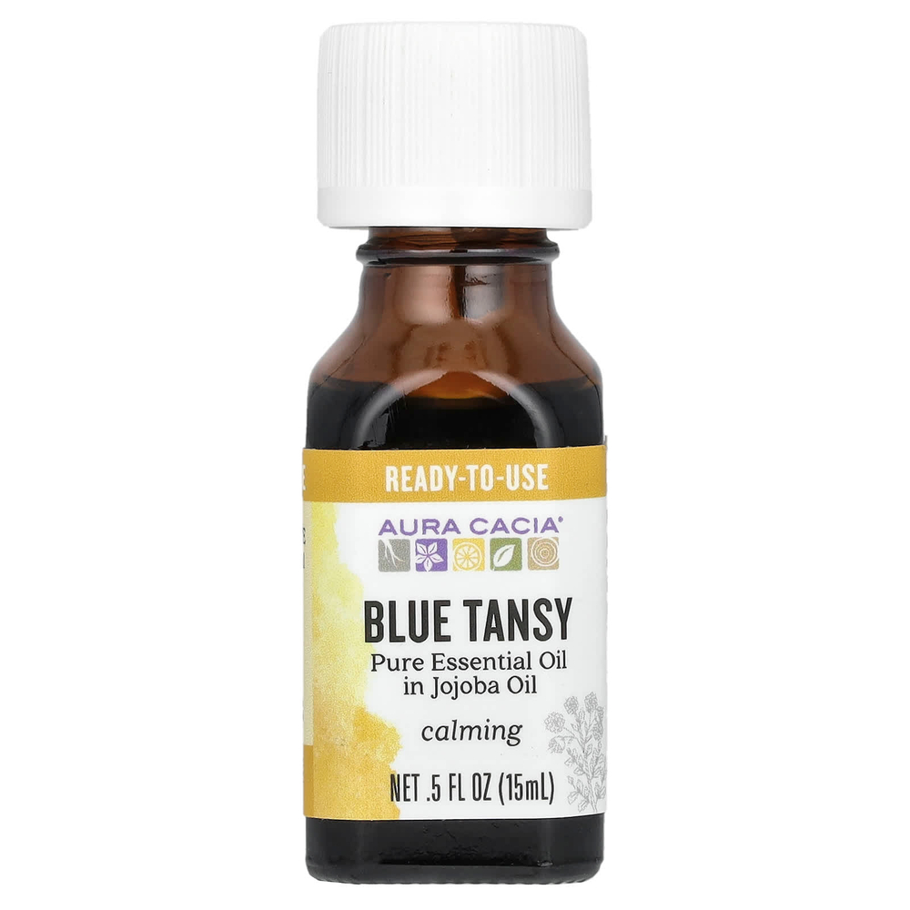 Aura Cacia, чистое эфирное масло на основе масла жожоба, голубая пижма, 15 мл (0,5 жидк. унции)