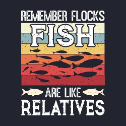 принт PewPewCat Flocks fish are like relatives темно-синий