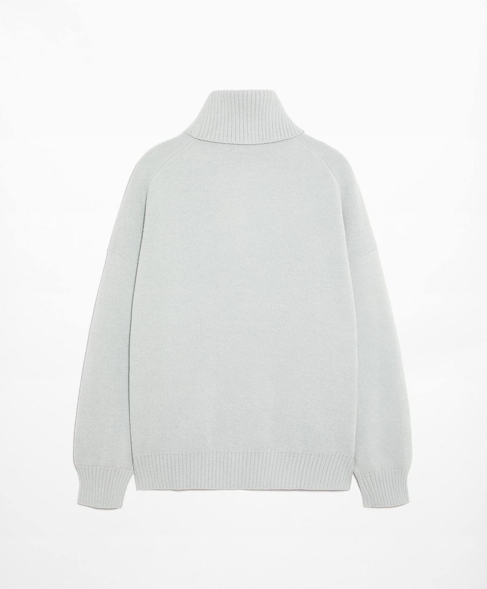 Oysho Вязаный свитер с высоким воротником, светло-голубой