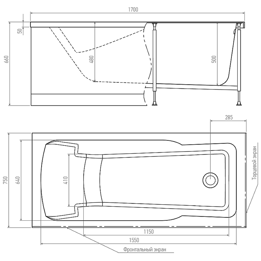 Акриловая ванна Timo Hella 170x75 HELLA1775 без гидромассажа