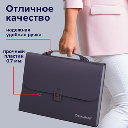 Папка-портфель пласт. BRAUBERG А4 (327х254х30мм), 13 отделений, серый, 221438