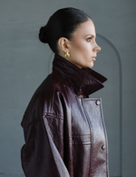 Парка из эко-кожи бордовая