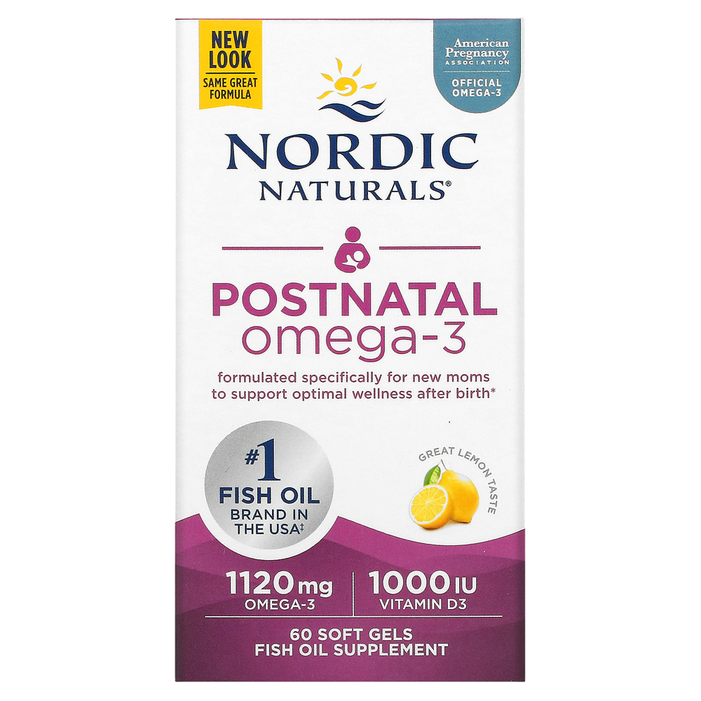 Nordic Naturals, омега-3 для молодых мам, со вкусом лимона, 1120 мг, 60 капсул (560 мг в 1 капсуле)