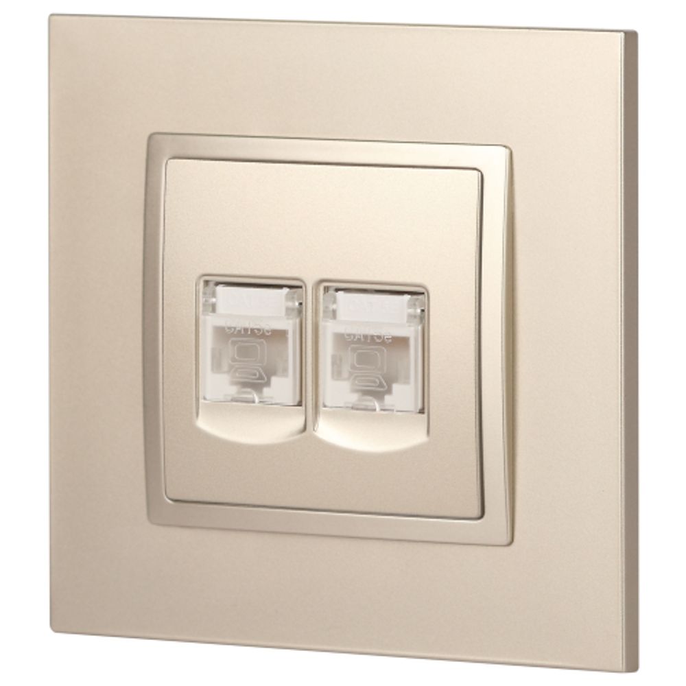 Розетка ЭРА Elegance 14-3108-04 информационная двойная 2хRJ45 IP20 шампань | Elegance Шампань