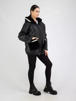 Дубленка натуральная с капюшоном двухсторонняя