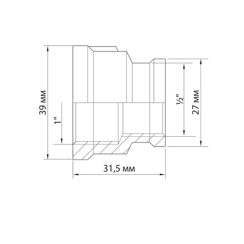Муфта переходная 1'' - 1/2'' вн/вн VRT® никель