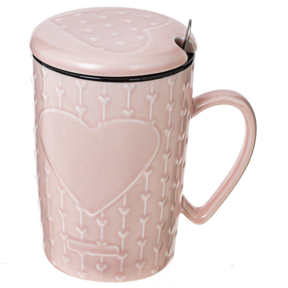 GAEM Кружка с крышкой и ложкой, 400 мл, L11,5 W8,5 H13 см, 4в.