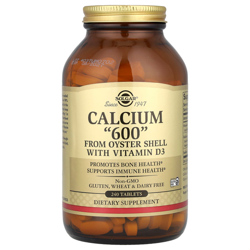 Solgar, кальций «600», из устричных раковин, с витамином D3, 240 таблеток