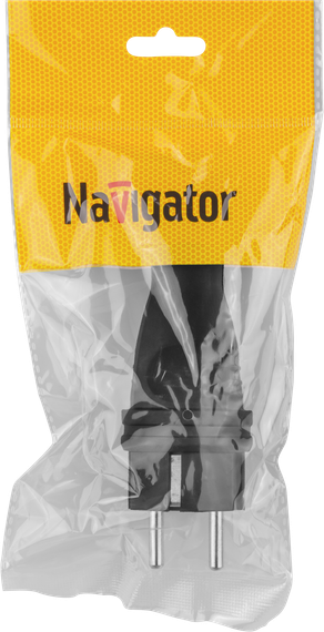 Вилка электрическая Navigator NCA-PLR02 16А IP44 с заземлением каучук черная 38127