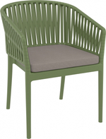 Кресло пластиковое с подушкой Siesta Contract Portofino, оливковый, светло-коричневый