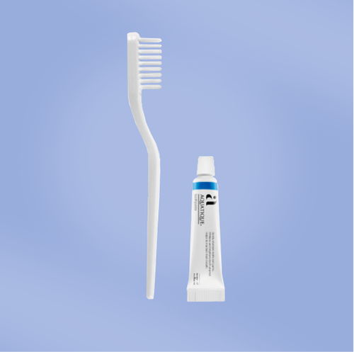 Зубной набор (1000 шт.): щетка АК, паста в мини-формате 5 мл Aquatique в прозрачной упаковке