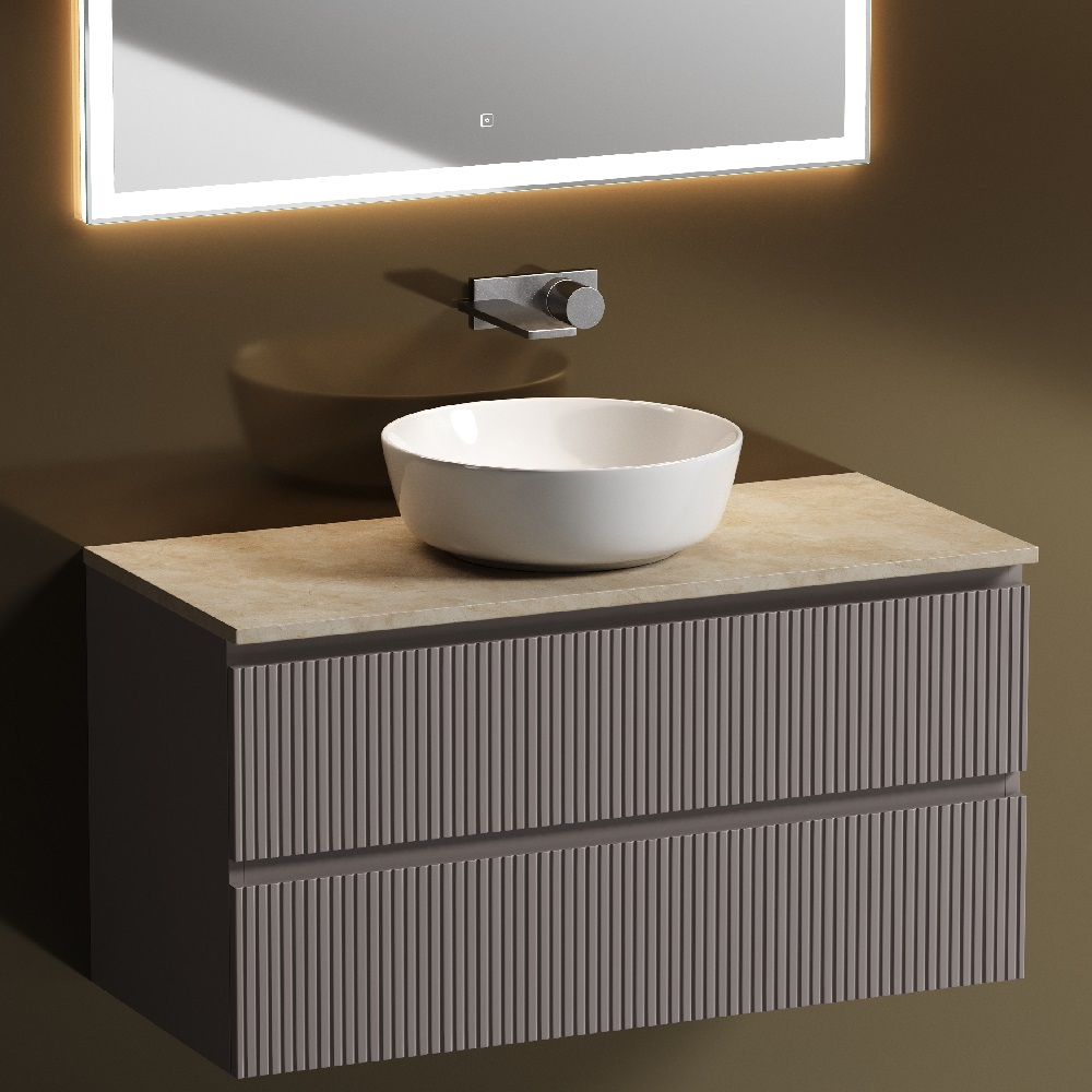 Тумба подвесная Sancos Snob T, Doha Soft 995х445х500, под столешницу без отверстия под смеситель, цвет Kreman