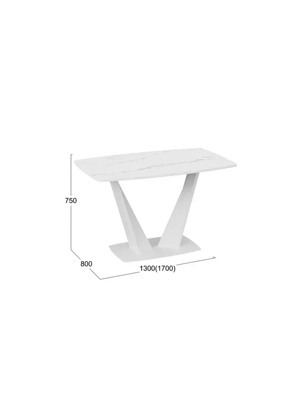 Стол Фабио Белый матовый, мрамор 130х80х75 см