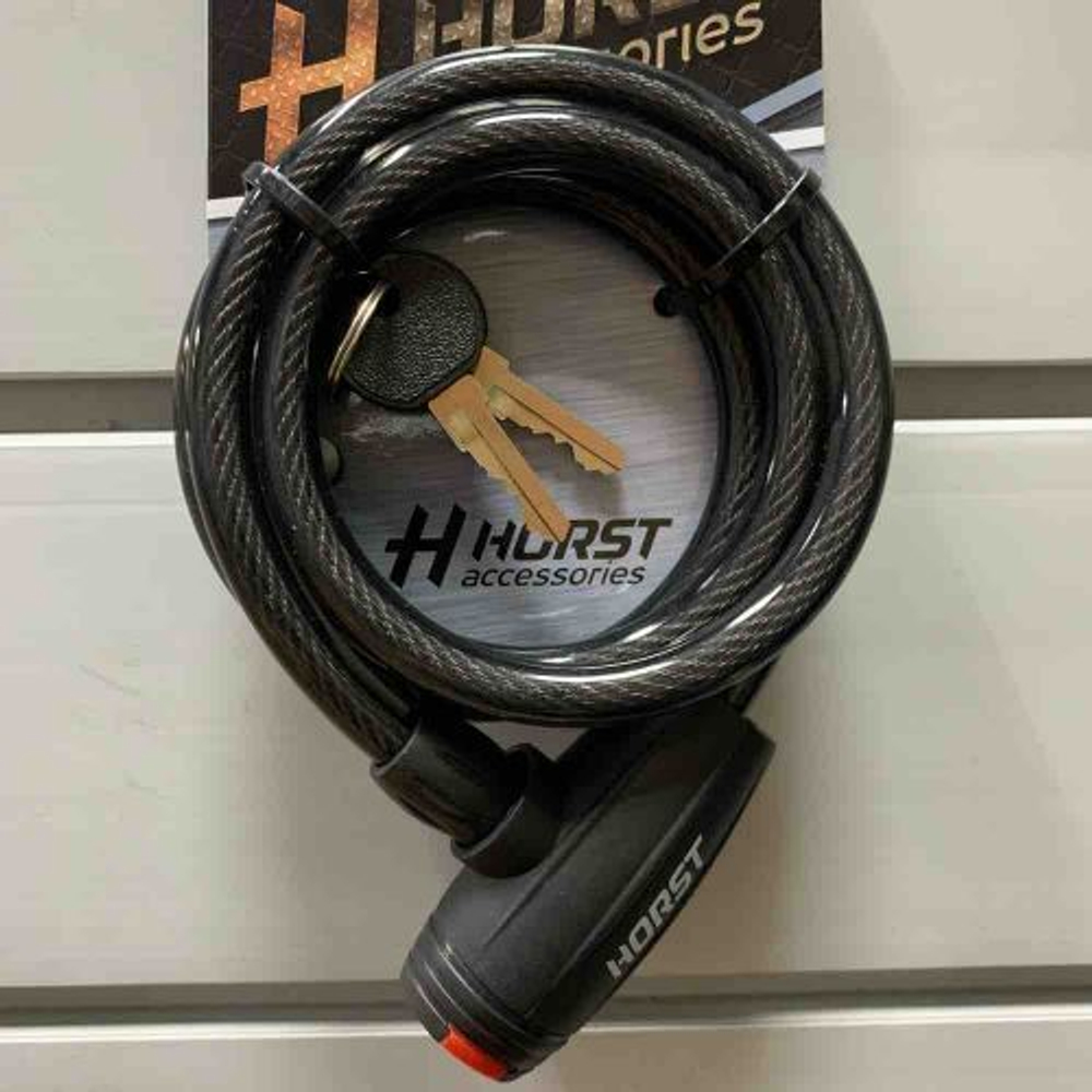 Замок 09-100162 вело 10х1200мм автом. на ключе с защитой черный HORST