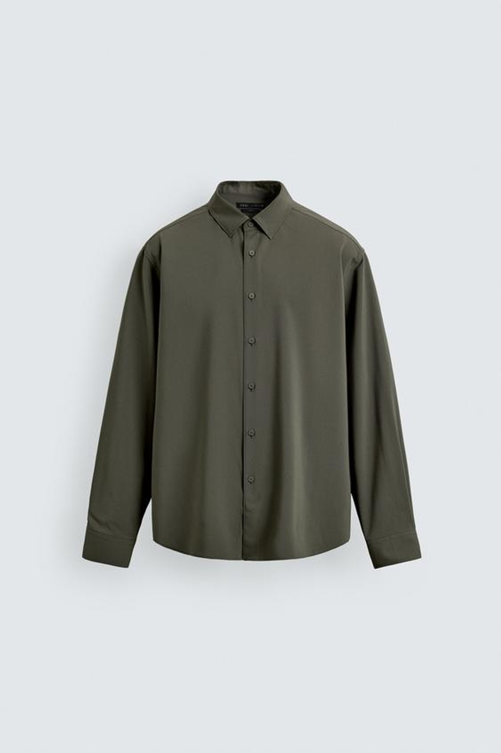 ZARA РУБАШКА ИЗ ЭЛАСТИЧНОЙ ТКАНИ, СВЕТЛЫЙ ХАКИ