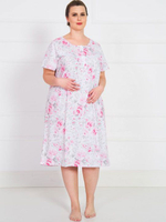 Свободная домашняя сорочка с крупным цветочным рисунком (Размер: XXXL) (Цвет: голубой)