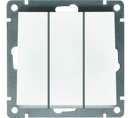 Выключатель трехклавишный "UNIVersal" серия "Афина", с/у, 10А, 220В, белый (еврослот) (HU2312)