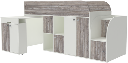 Кровать-чердак КарИВи Малыш 3 Белый  Бетон