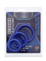 Набор из 3 синих эрекционных колец MENZSTUFF COMPLETE SET OF COCKRINGS (Цвет: синий)