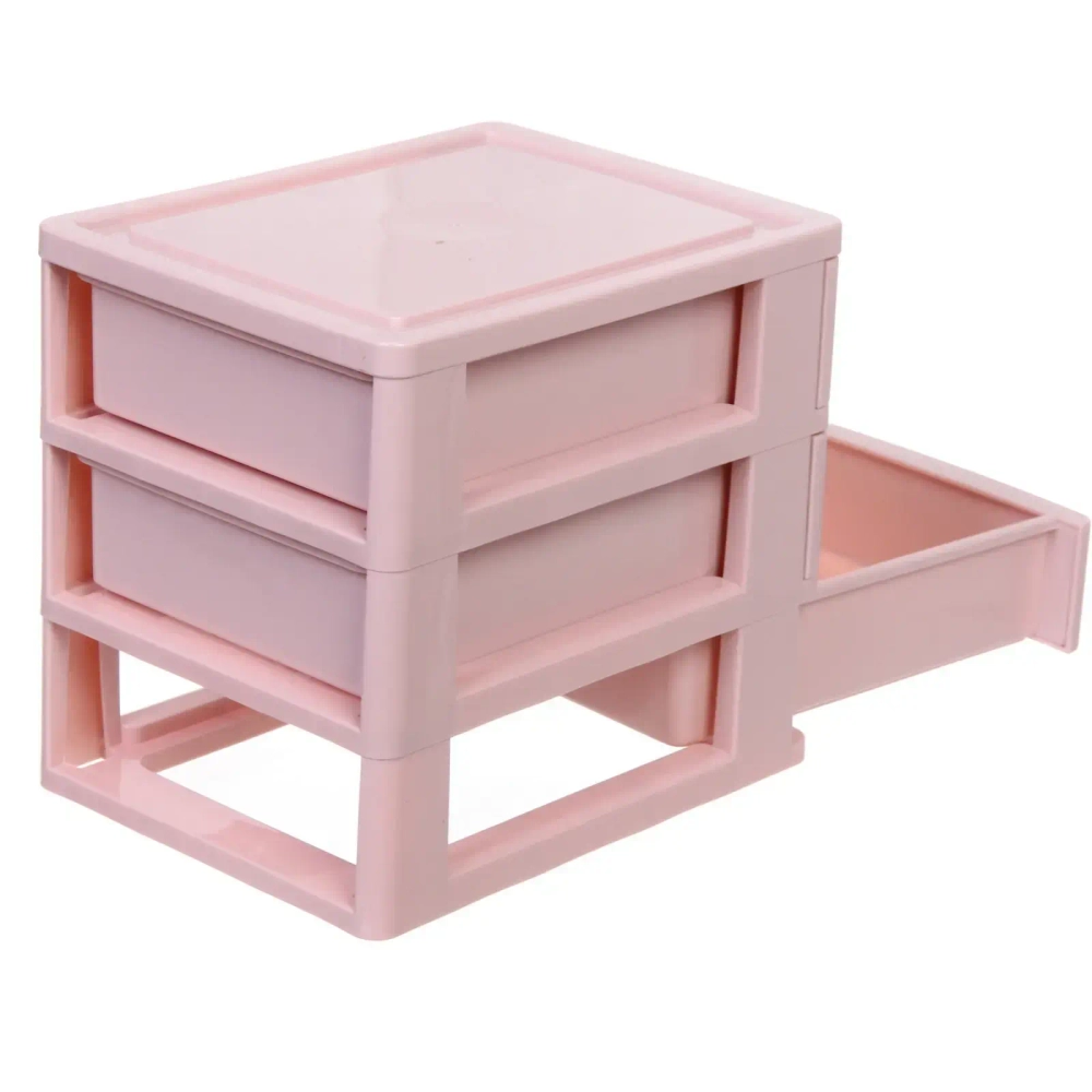 Комод малыйдля хранения «БАРЛАО», три отделения, цвет пудровая роза, 15,2*13*17см (пакет)