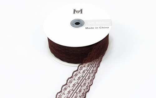 Лента кружевная дизайн "Полоса" Коричневая