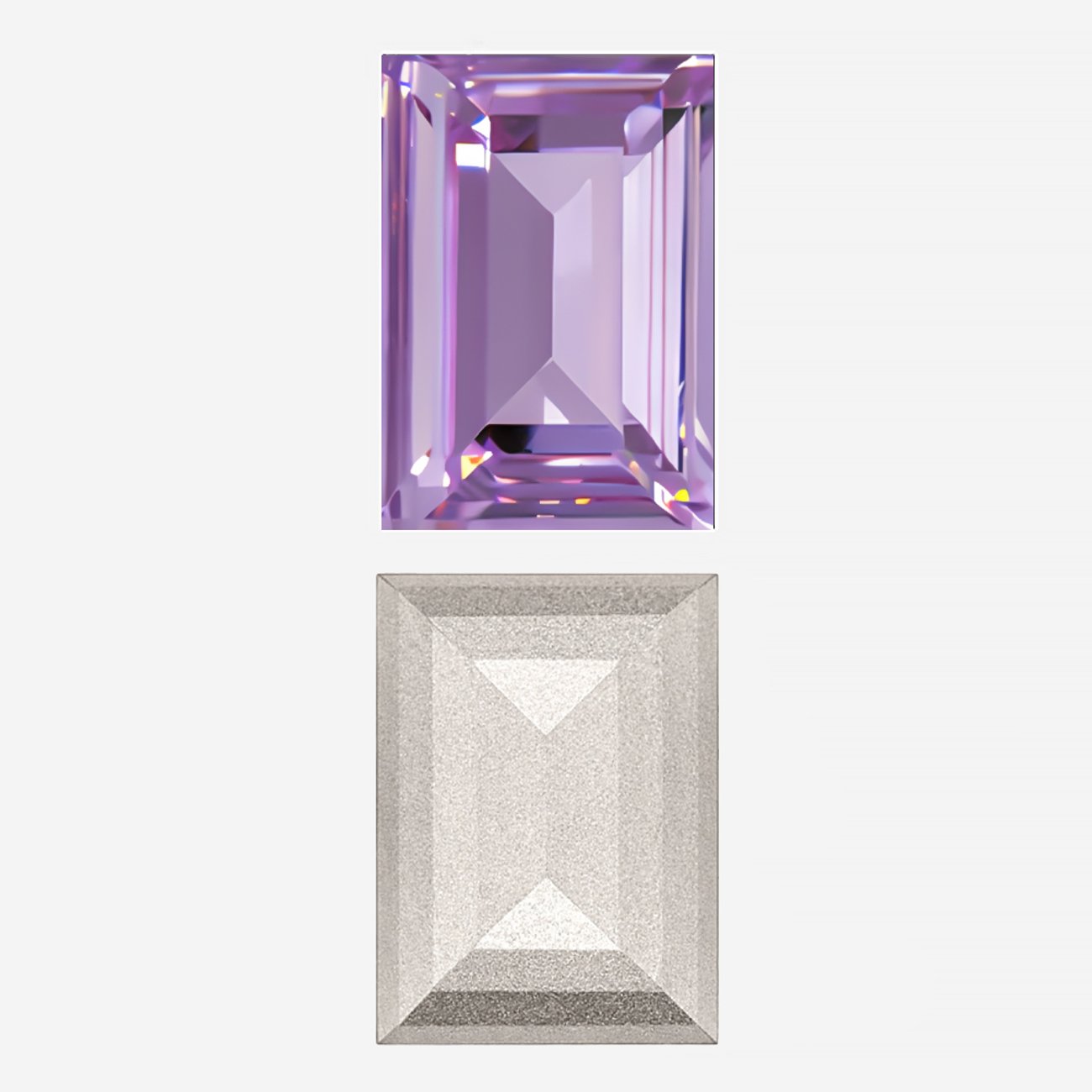 Кристалл Прямоугольник (Step Cut Fancy Stone), оттенок "Светло-аметистовый"/"Light Amethyst", 18*13мм