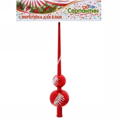 Верхушка на ёлку 28 см «Снежный узор» красный