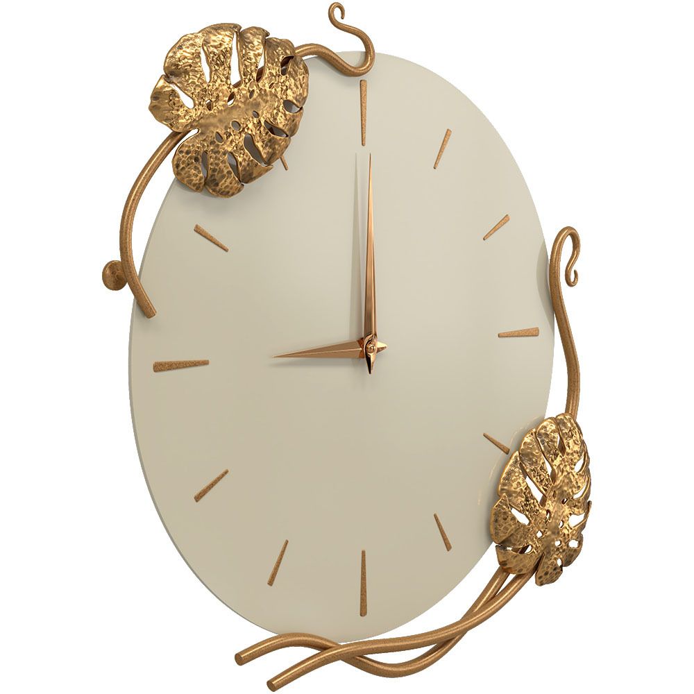 Часы настенные Monstera Deliciosa (Монстера) Колор Серый шелк Амбер