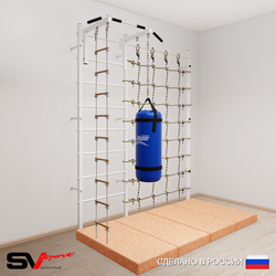 Шведская стенка Sv Sport усиленная 61160 (Турник стандарт/Лестница/Цепь/Мешок 22кг/Мат 2м/Канатный лаз)