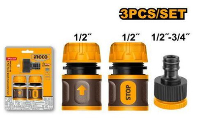 Набор соединителей для шлангов 3 шт 1/2" INGCO HHCS03122 INDUSTRIAL