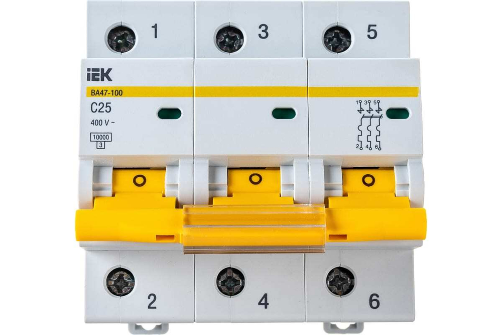 Автоматический выключатель ВА47-100 3Р 25А 10кА С IEK