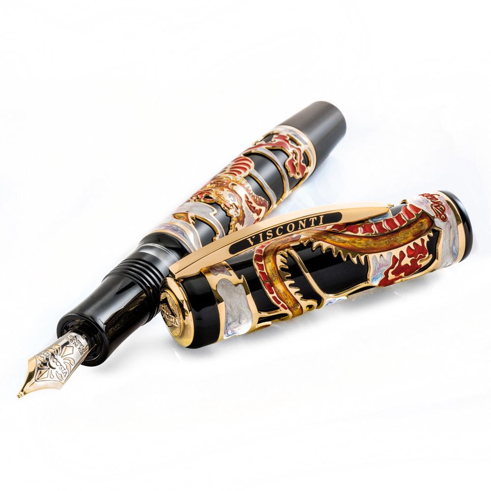 Visconti Dragon корпус смола вст сер 925пр позол лак перо пал23кт (Vs-648-02M)