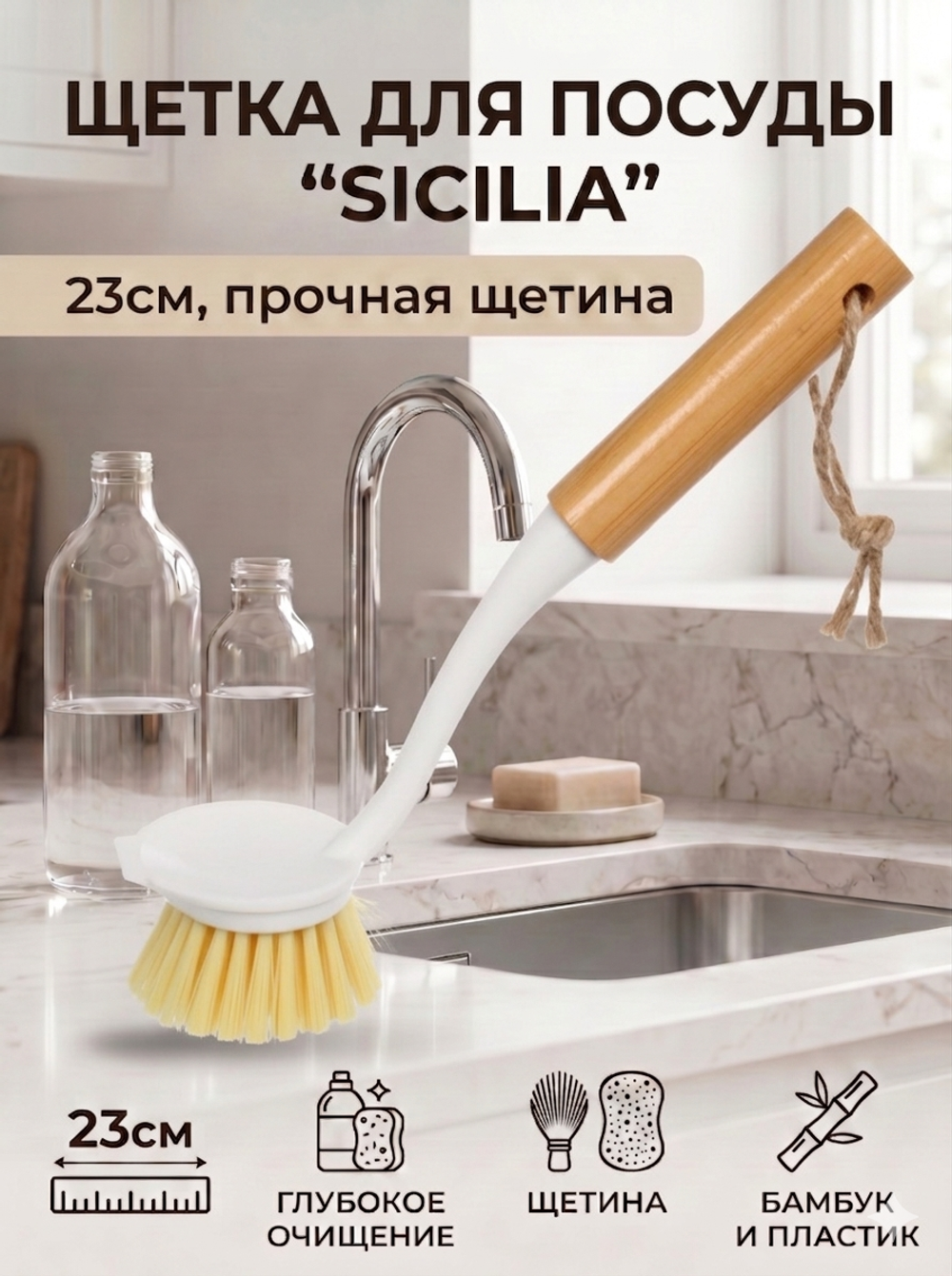 Щетка для посуды «Sicilia» 23см 8520L