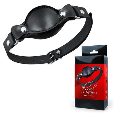 Черный кожаный кляп (Цвет: черный)