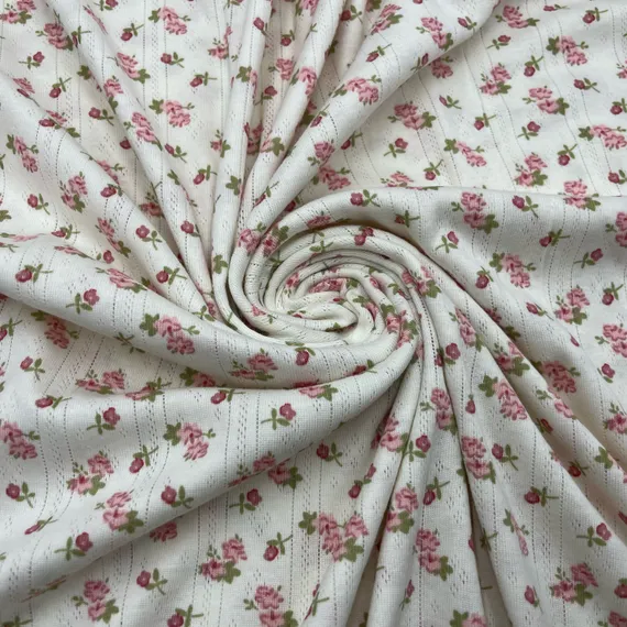 Рибана ажурная, молочная/розы