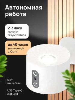 Светильник подвесной настенный, беспроводной светодиодный ночник прикроватный, бра на стену для чтения с пультом