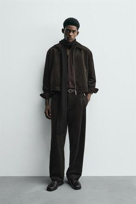 ZARA БРЮКИ ИЗ РЕЛЬЕФНОГО ВЕЛЬВЕТА, КОРИЧНЕВЫЙ