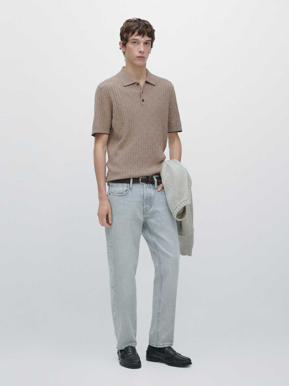 Massimo Dutti Укороченные джинсы зауженного кроя, светло-голубой