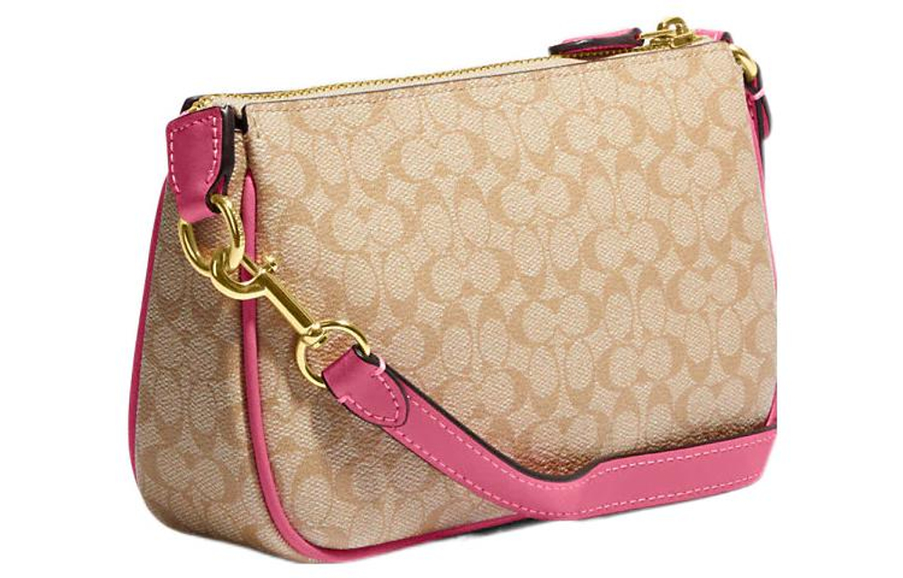COACH Nolita Coated Canvas With Leather Pochette Clutch Small Women"s Khaki & Pink