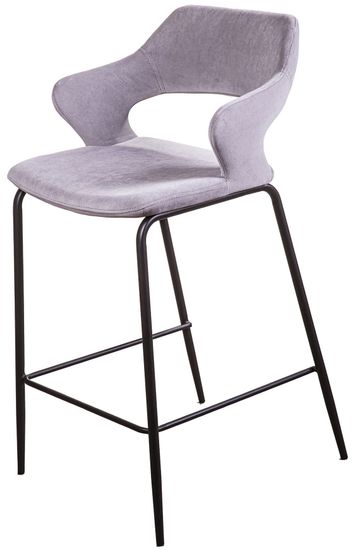 Стул полубарный Woddy, бархат серый