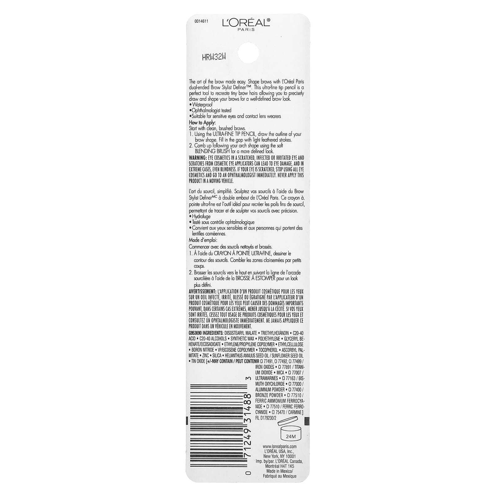 L'Oréal, Brow Stylist Definer, средство для бровей, 389 коричневый, 90 мг (0,003 унции)