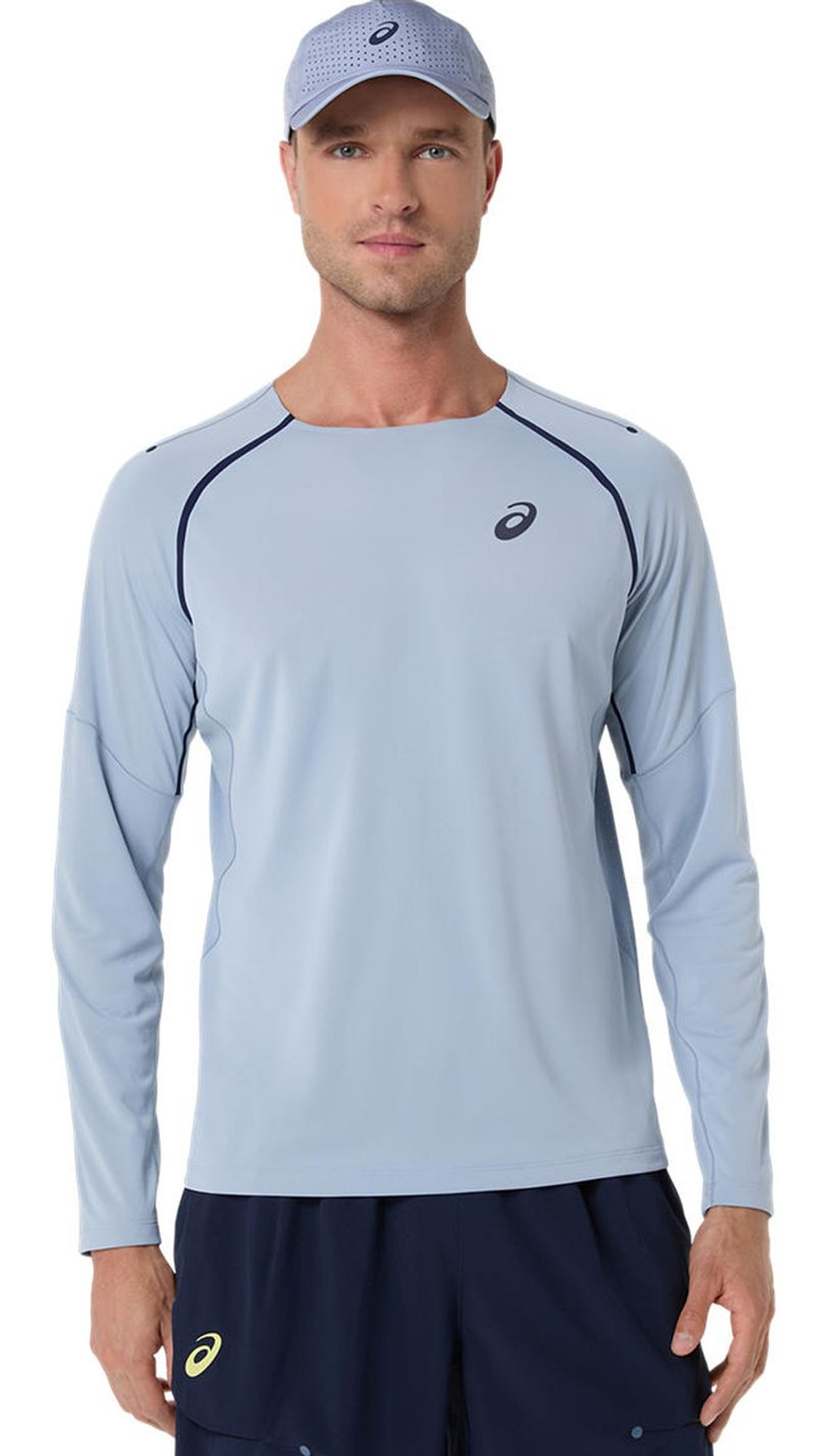 Мужская теннисная футболка с длинным рукавом Asics Match Long Sleeve Top - grey blue