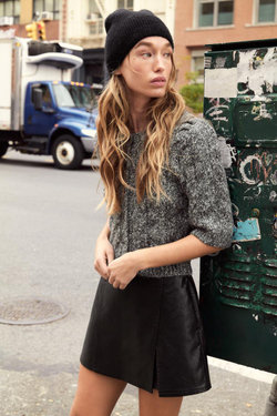 ZARA КАРДИГАН С ОБЪЕМНЫМИ РУКАВАМИ, БЕЛЫЙ/ЧЕРНЫЙ