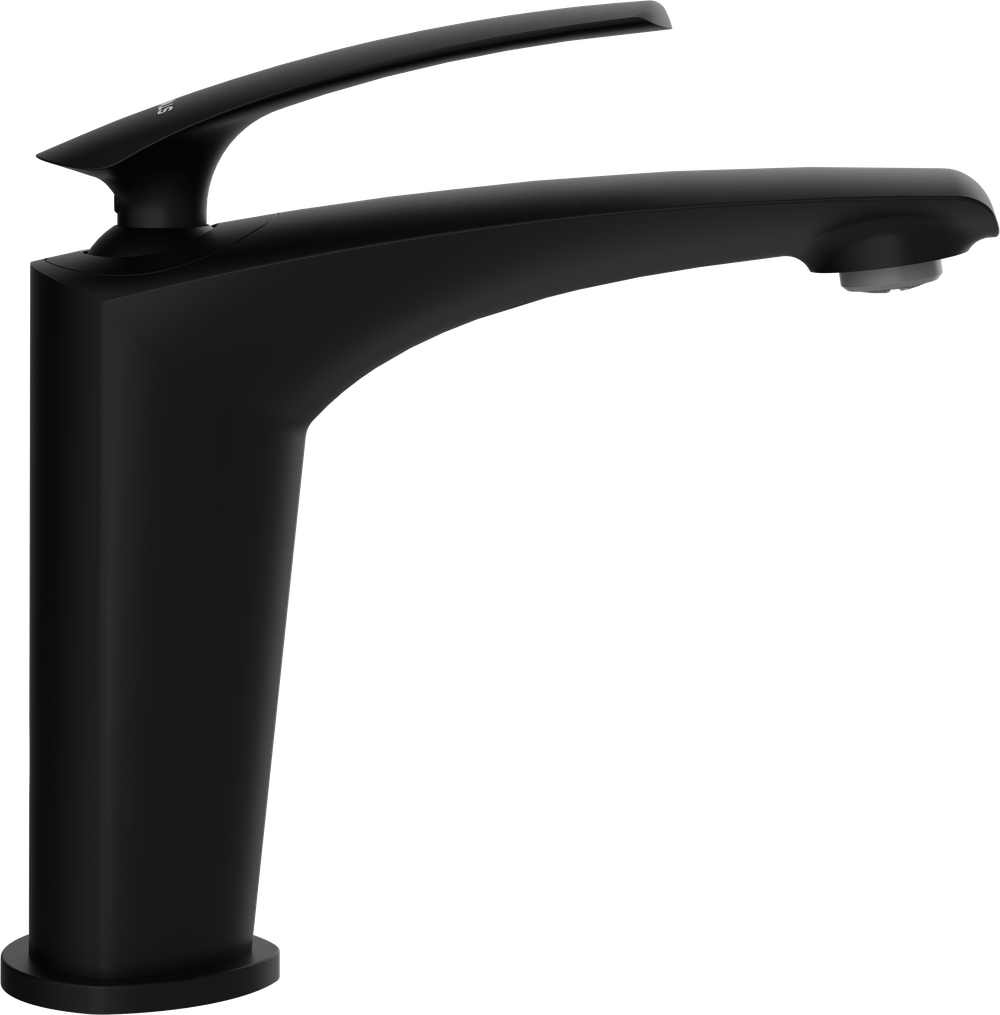 Смеситель для раковины STWORKI Гётеборг S03010BK + донный клапан SW-001BK матовый черный