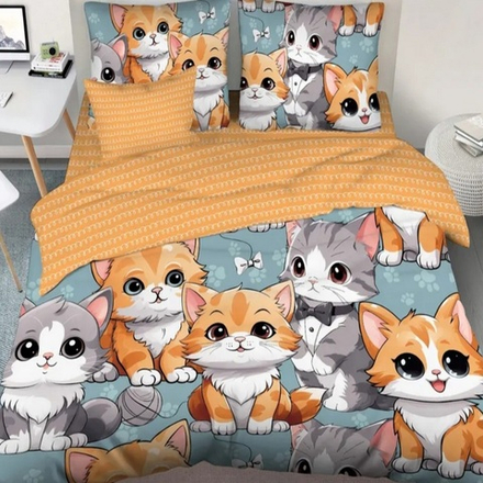 Комплект постельного белья "П37. CATS", поплин, 100% хлопок.