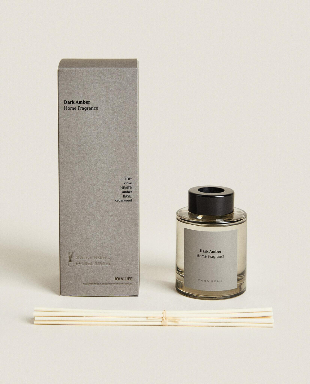 Zara Home DARK AMBER REED DIFFUSERS — ароматический диффузор с тростниковыми палочками, Темный Янтарь, 100 мл