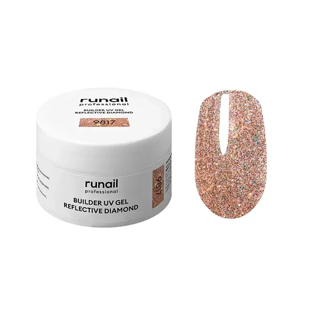 Runail Моделирующий УФ-гель светоотражающий №9817 BUILDER UV GEL REFLECTIVE DIAMOND, 15г
