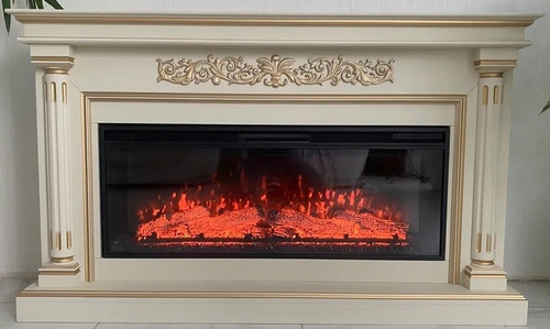 Электрокамин Royal Flame Sicilia Сицилия с золотой патиной с  электроочагом 110см, обогревом, ширина 1,5 метра