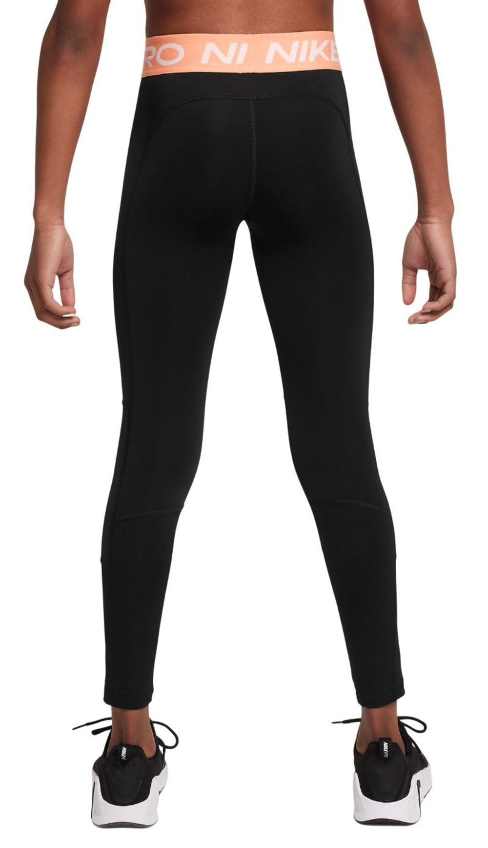 Брюки для девочки Леггинсы tenisowe Nike Girls Pro Dri-Fit Leggings - black/apricot agate/white # S - Black