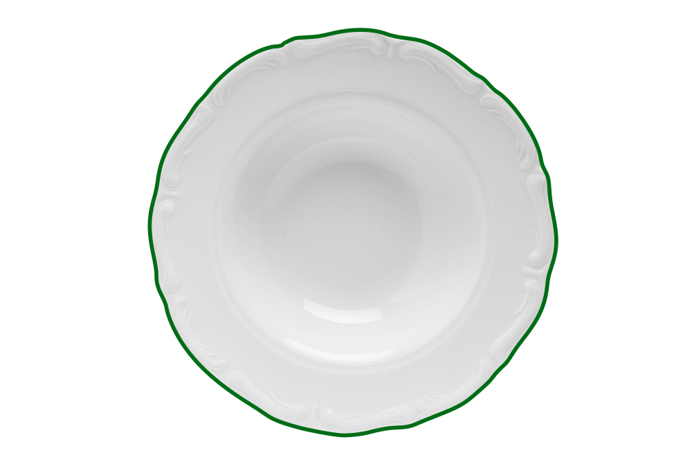 Тарелка для пасты 27 см, кант зелёный